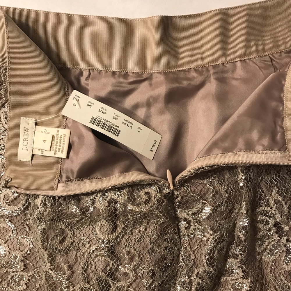 J. Crew Lace Skirt in Gold Metallic Size 4 - Picture 3 of 8